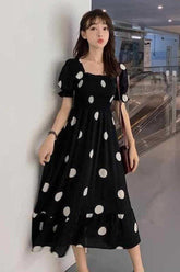 Short Sleeve Polka Dot Pattern Elegant Dress